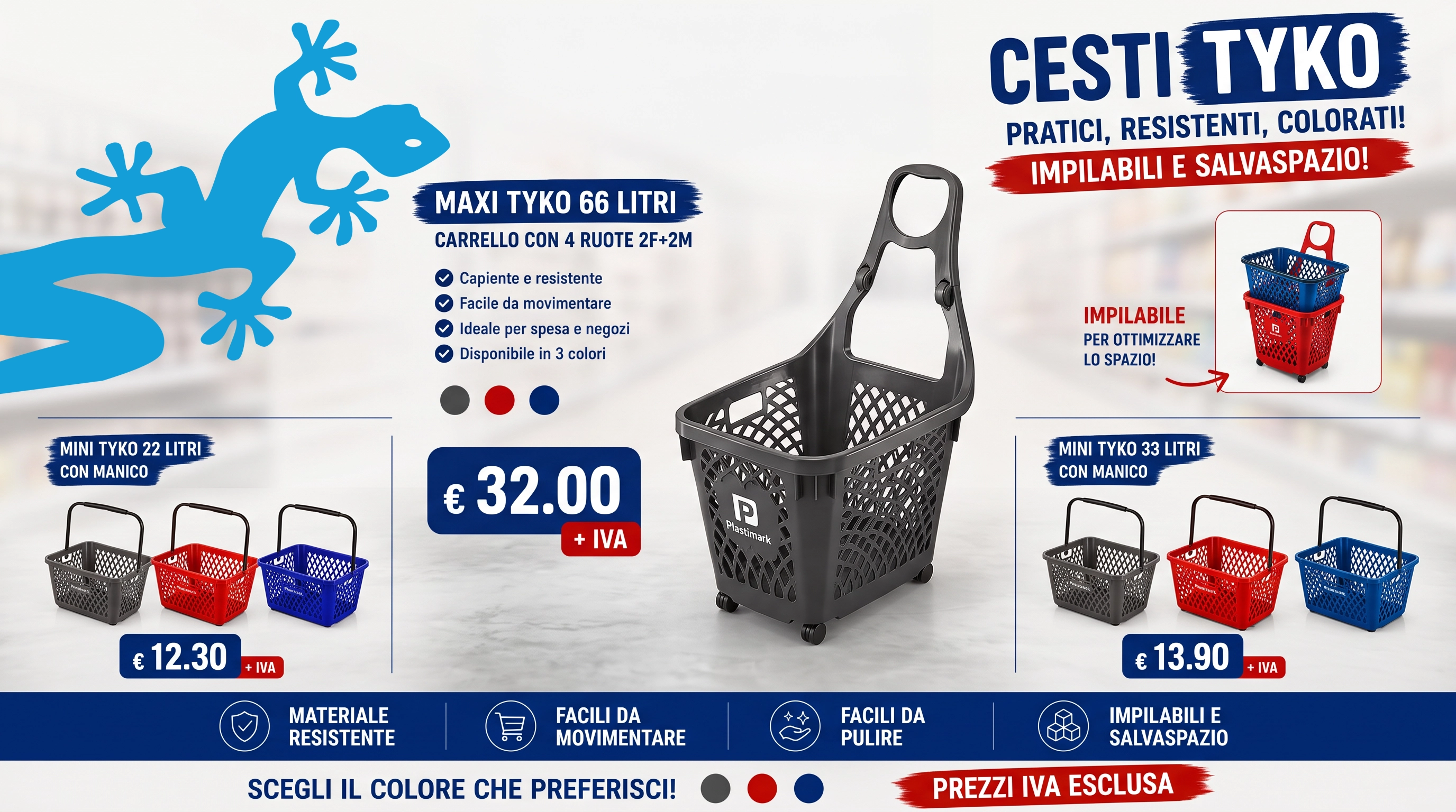 Cesti Tyko per supermercati negozi e punti vendita retail