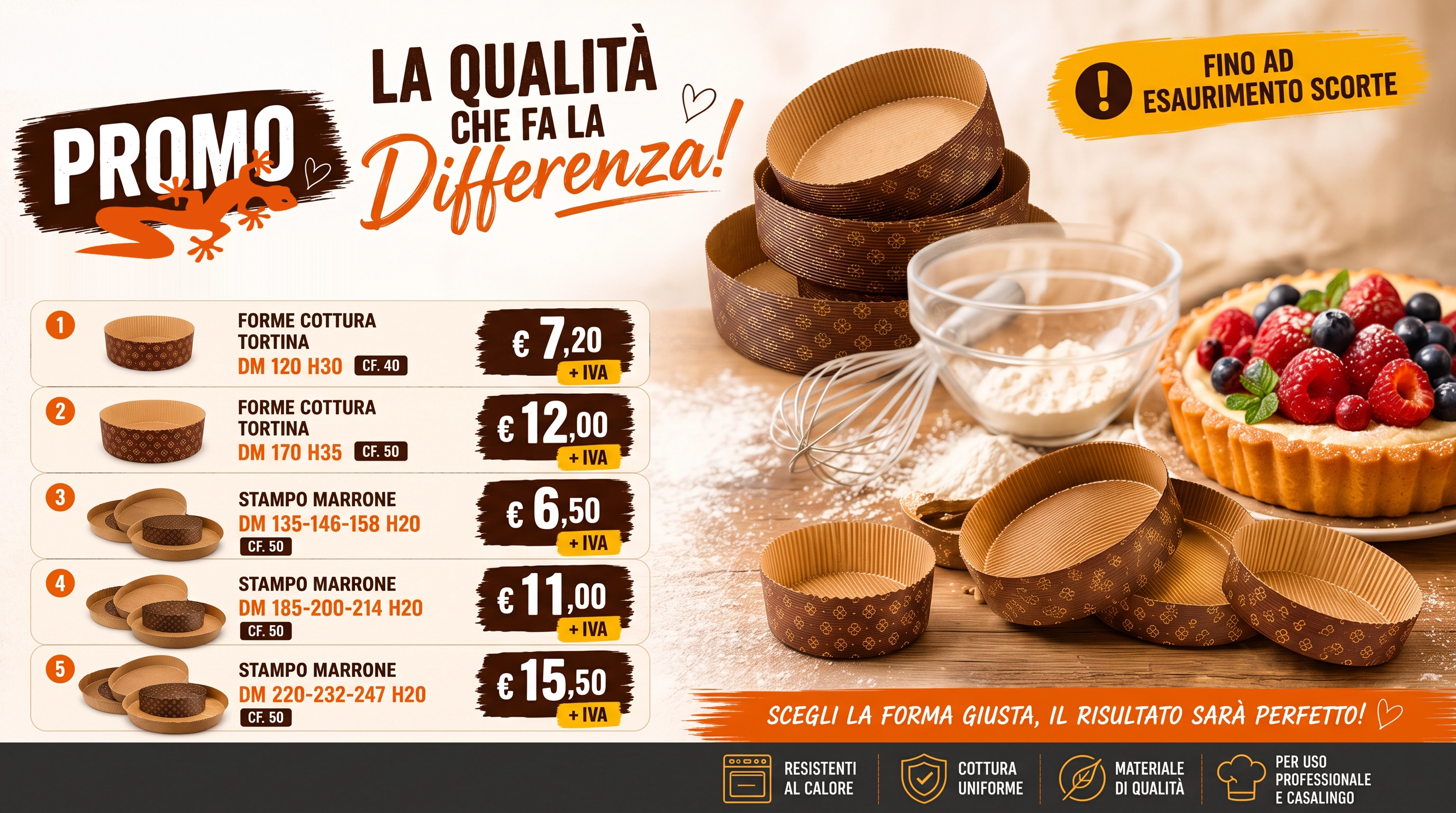 Forme cottura in carta per pasticcerie panifici e dolci da forno